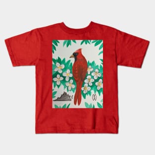 Virginia state bird and flower, the cardinal and dogwood Kids T-Shirt